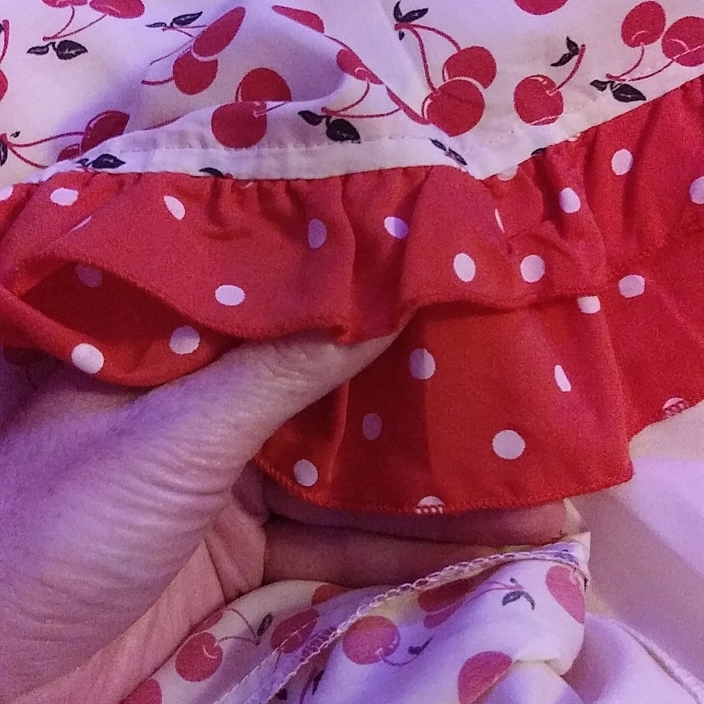 🍒 Sourpuss Cherry Darling Polka Dot Sweetheart Neckline Summer Dress (M) 🍒 - Picture 5 of 6